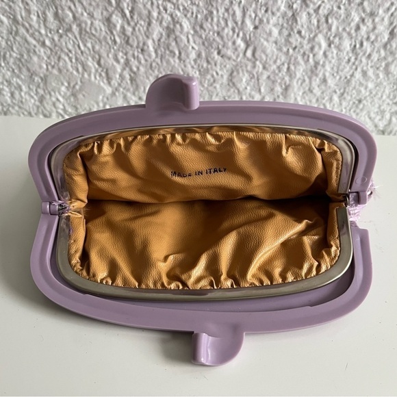 VINTAGE Purple Dot Pattern Clutch Purse Made In Italy - Picture 5 of 7